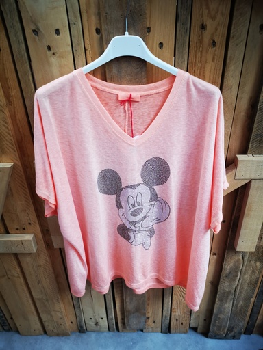 T-shirt Mickey et strass orange