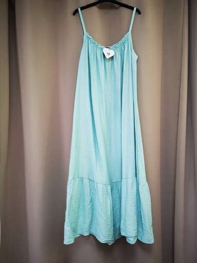 Robe longue à fines bretelles "Louma" vert eau 