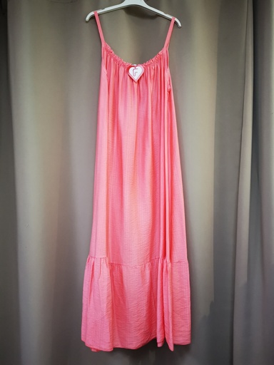 Robe longue à fines bretelles "Louma" corail