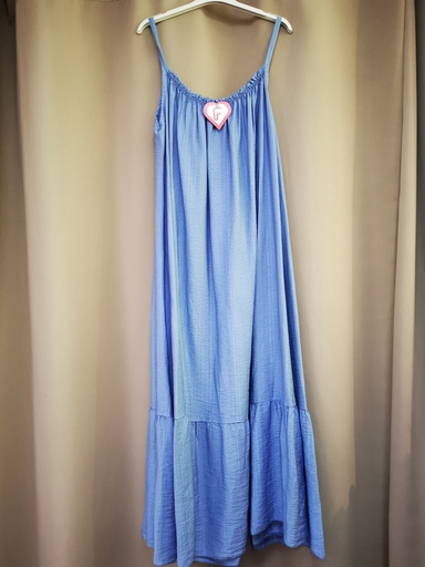 Robe longue à fines bretelles "Louma" bleu jeans