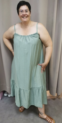 Robe longue à fines bretelles "Louma" kaki