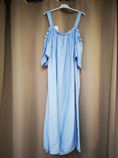 Robe longue à épaules dénudées "Soa" bleu ciel