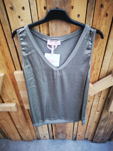 Top satiné col en V "Jackie" PT taupe
