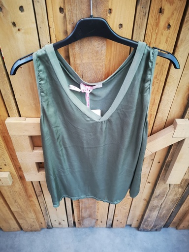 Top satiné col en V "Jackie" PT kaki