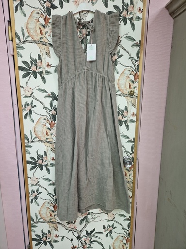 Robe longue en gaze de coton "Val" kaki