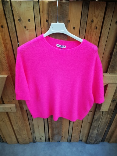 Pull courtes manches PT "Zola" rose fluo