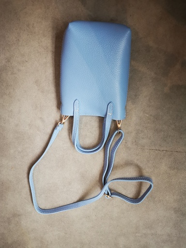 Sac rectangulaire en cuir "Pia" bleu jeans