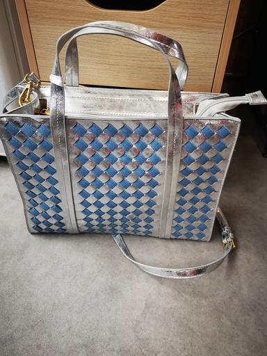 Sac en jeans tressé "Lucinda" argenté
