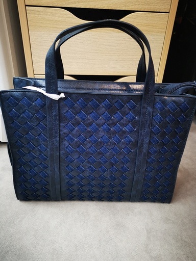 Sac en jeans tressé "Lucinda" bleu marine