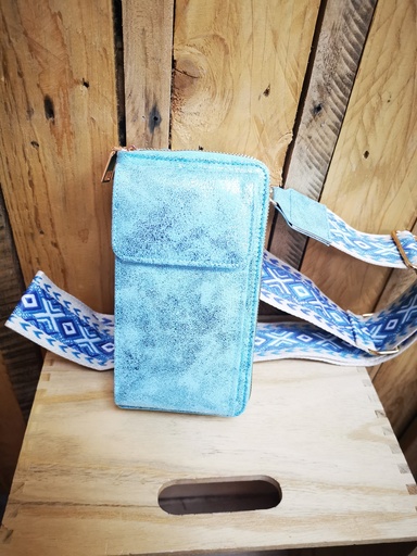 Pochette brillante "Jin" turquoise