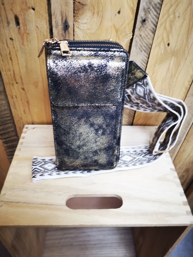 Pochette brillante "Jin"noir et doré