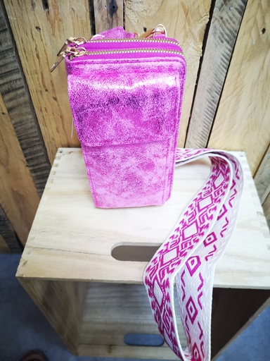 Pochette brillante "Jin" fuchsia
