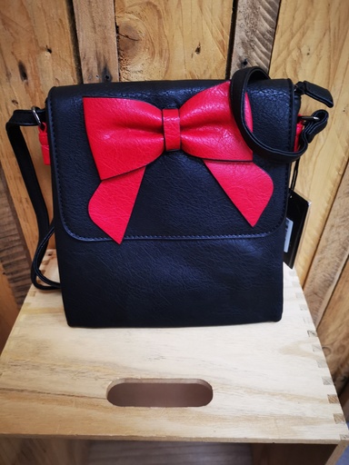 Sac "Kitty" petit format avec nœud rouge et noir