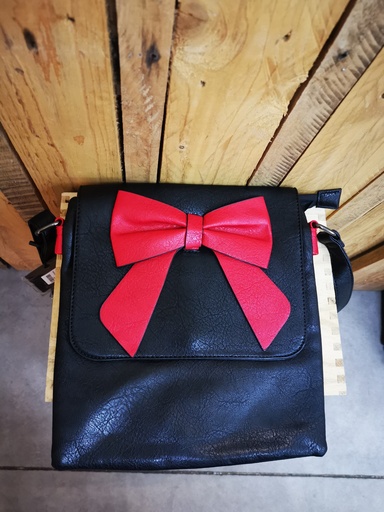 Sac "Kitty" grand format avec nœud rouge et noir 