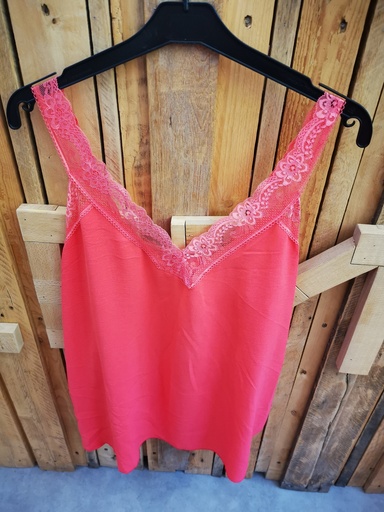 Top dentelle "Emma" corail
