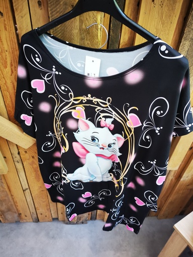 Pyjama-short marie coeur noir (T36-44)