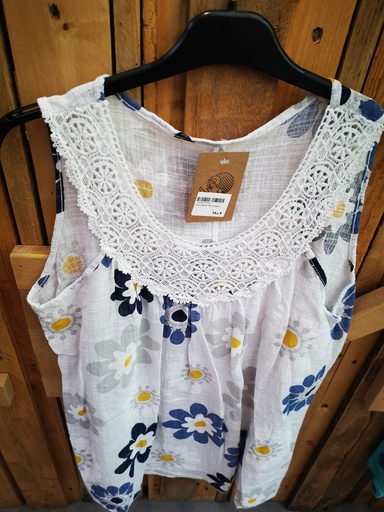 Top "Palma" fleuris blanc