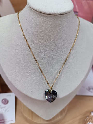 B.O. argentée cœur Swarovski Crystal Sylver Night (Fééries)