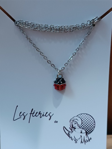 Collier argenté Coccinelle (Fééries)