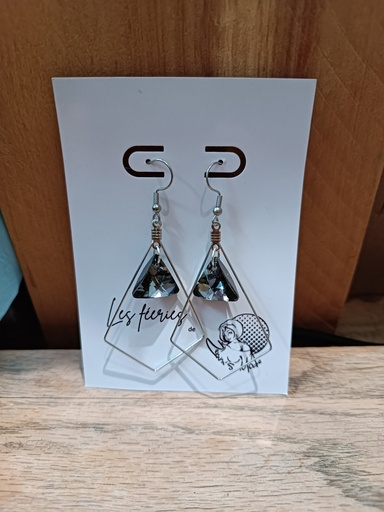 B.O. argentée trapèze Swarovski triangle Crystal Silver Night (Fééries)