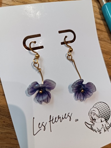 B.O. dorée tige orchidée violette (Fééries)