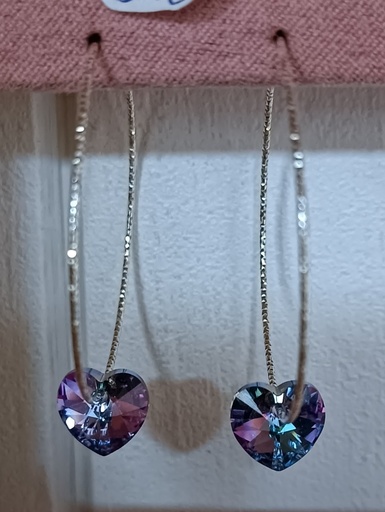 Créoles diamantées argent 925 cœur Swarovski (Fééries)
