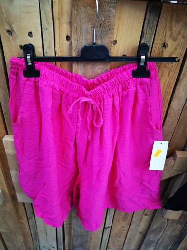 Short Arista gaze de coton unis Rose fluo
