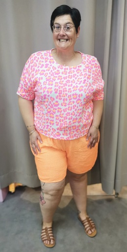 Short Arista gaze de coton unis Orange fluo
