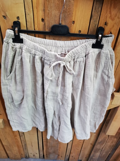 Short Arista gaze de coton unis Beige