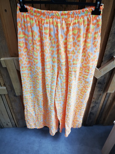 Pantalon long Nala gaze de coton Orange Fluo