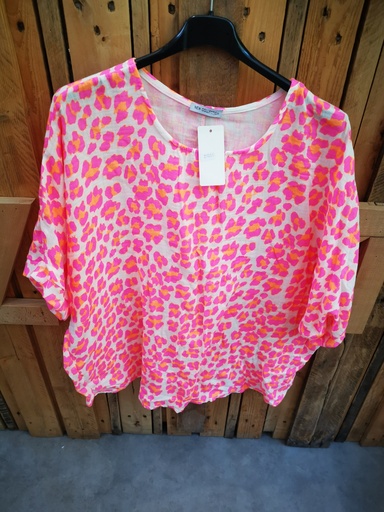 T-shirt Lio double gaze Rose fluo