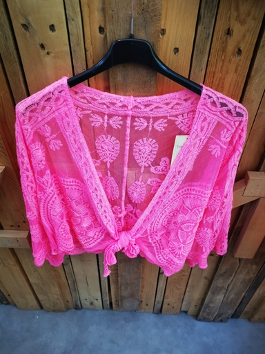 Gilet dentelle Trinity Rose fluo
