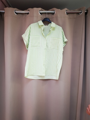 Chemise lignée "Mégara" verte sauge