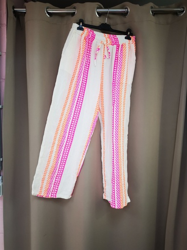 Pantalon incas blanc/orange
