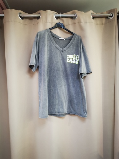 T-shirt take it easy gris