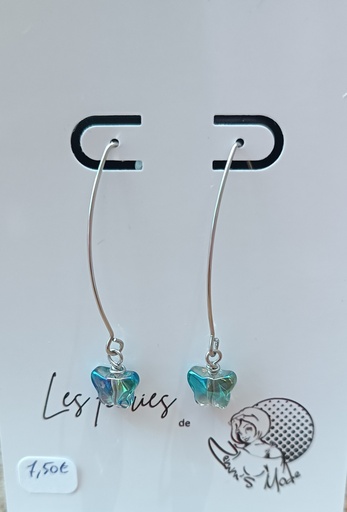 B.O. pendante papillon turquoise (Fééries)