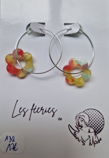 Créole argent fleur écaille de tortue 1 (Fééries)