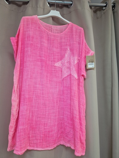 T-shirt "Fogo" étoile rose fluo