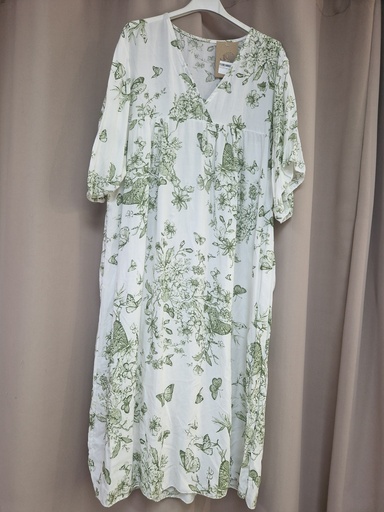 Robe papillon blanc-kaki