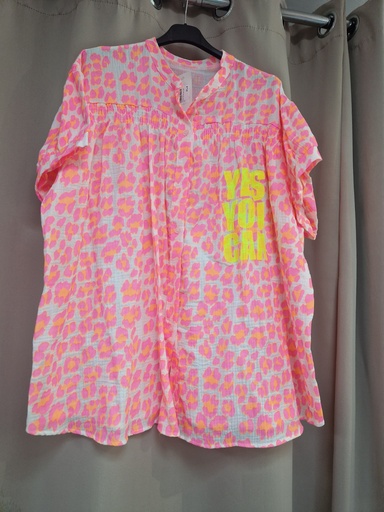 Chemise "yes you can" rose fluo
