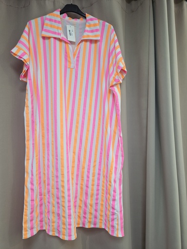 Chasuble-robe lignée "Beetle" rose/orange