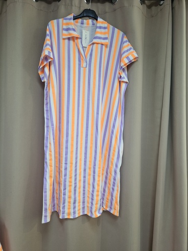 Chasuble-robe lignée "Beetle" lilas-orange