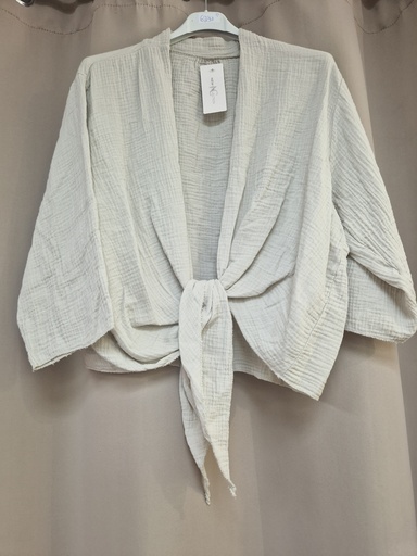 Gilet gaze de coton noeud "boa"beige