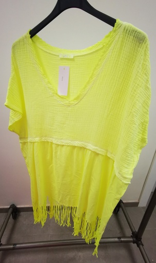 Blouse "cowboy-franges"elya jaune fluo