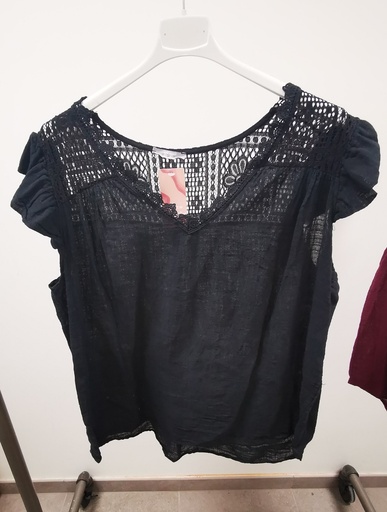 Top dentelle crochet "Judith" Noir