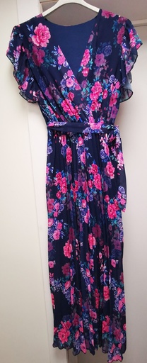 Robe longue PT "Lila" 36-44 bleu fleuries tons rose