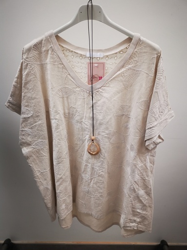 blouse Gincko +collier beige