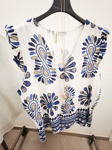 blouse Maryam+collier bleu marine