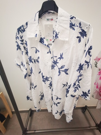 Chemise Elie broderie anglaise marine