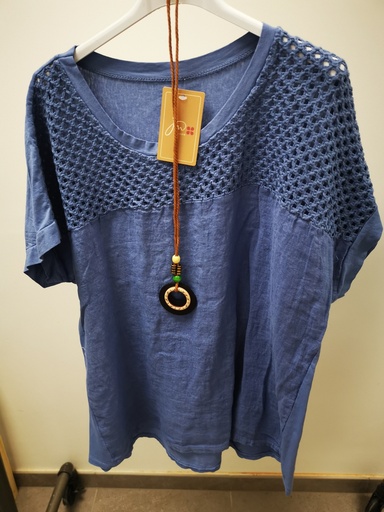 blouse Chloé bleu jeans+collier 